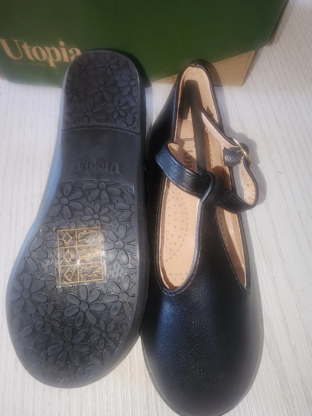 Topia Toddler GIRLS Black T-Strap Flats
